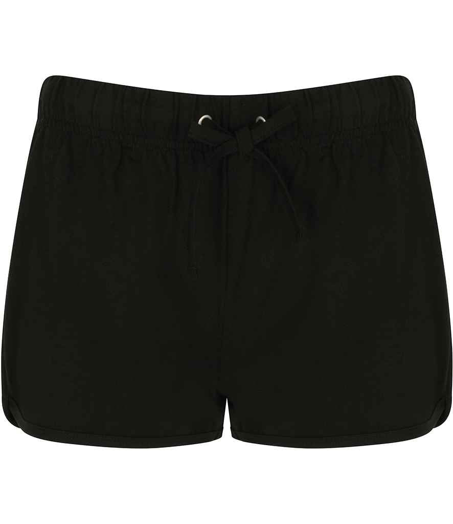 SF Ladies Retro Shorts in Black Black by SF — Custom branded clothing by Print Press, featuring premium embroidery produced in our specialist print lab in the UK.