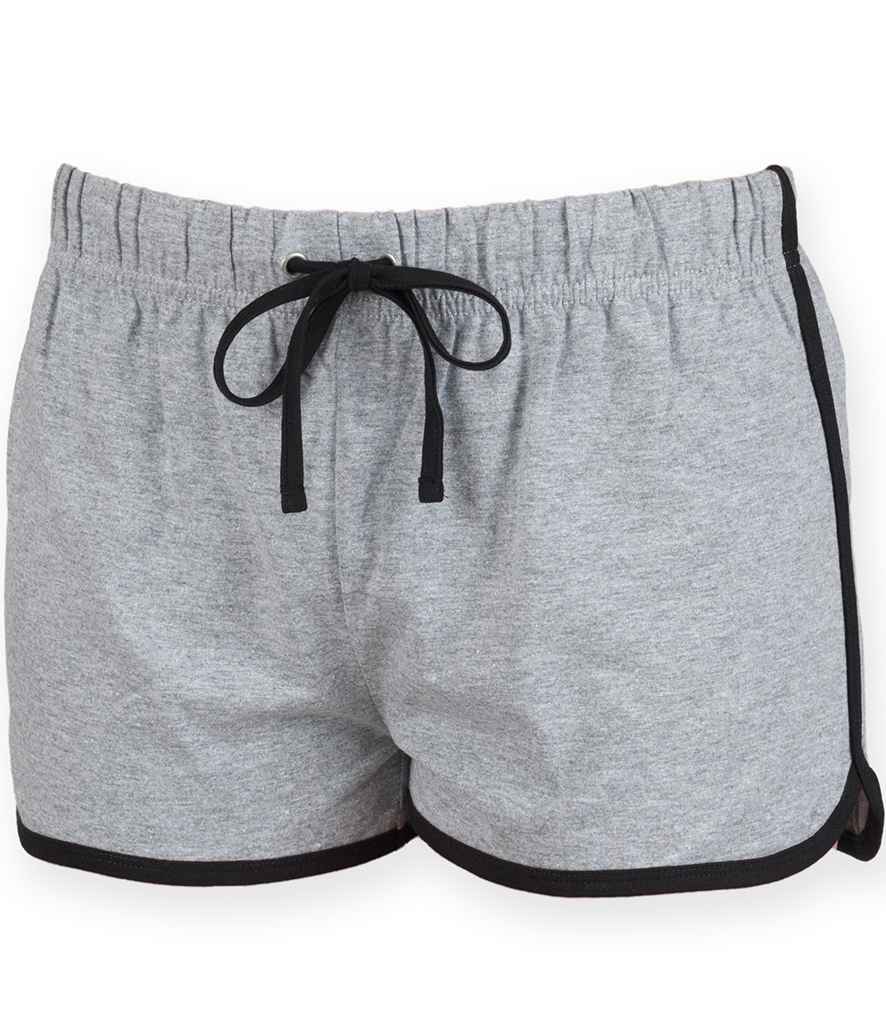 SF Ladies Retro Shorts in Heather Grey Black by SF — Custom branded clothing by Print Press, featuring premium embroidery produced in our specialist print lab in the UK.