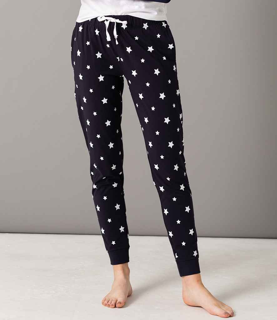 SF Ladies Lounge Pants in Navy White Stars by SF — Custom branded clothing by Print Press, featuring premium embroidery produced in our specialist print lab in the UK.