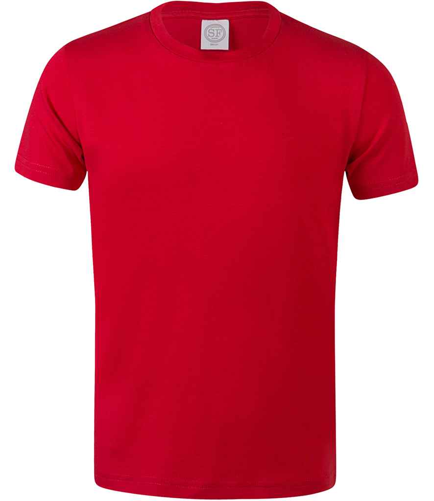 SF Minni Kids Feel Good Stretch T-Shirt in Bright Red by SF Minni — Custom branded clothing by Print Press, featuring premium embroidery produced in our specialist print lab in the UK.