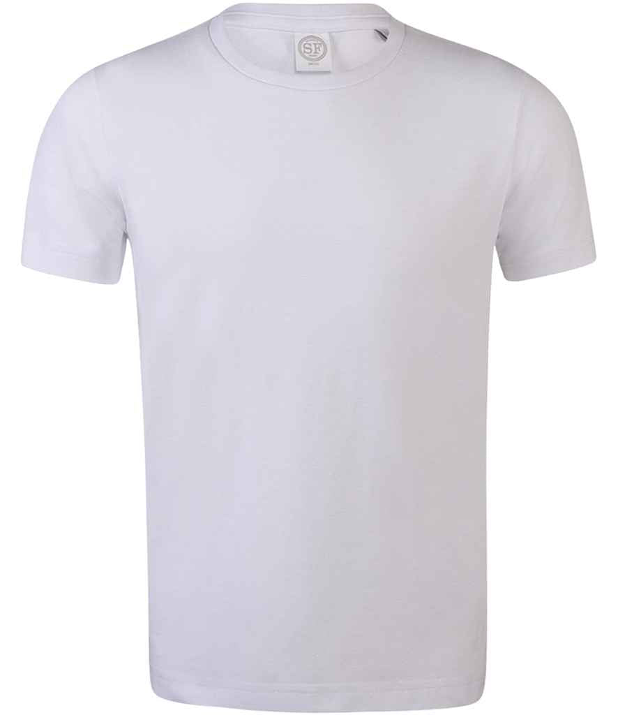 SF Minni Kids Feel Good Stretch T-Shirt in White by SF Minni — Custom branded clothing by Print Press, featuring premium embroidery produced in our specialist print lab in the UK.