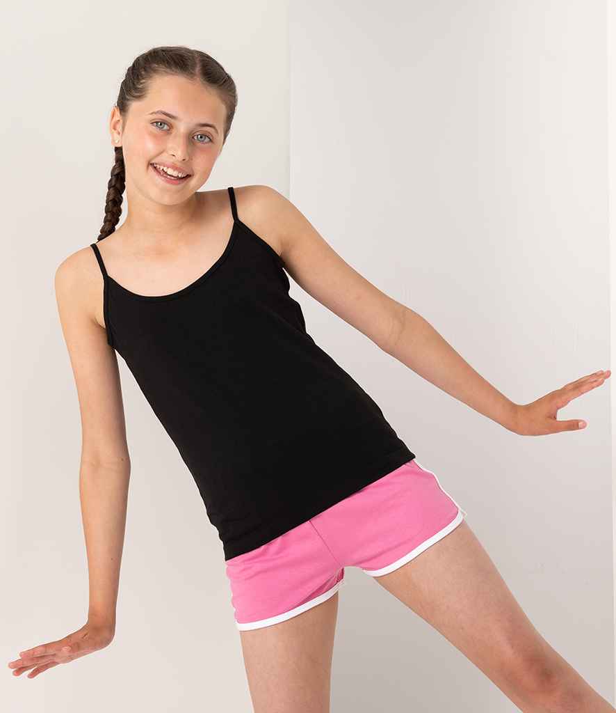 SF Minni Kids Feel Good Stretch Spaghetti Vest in Black by SF Minni — Custom branded clothing by Print Press, featuring premium embroidery produced in our specialist print lab in the UK.