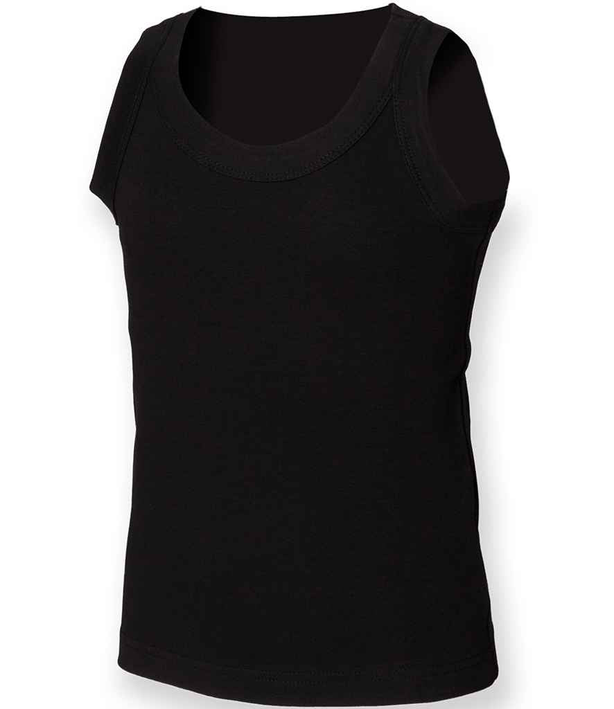 SF Minni Kids Tank Vest in Black by SF Minni — Custom branded clothing by Print Press, featuring premium embroidery produced in our specialist print lab in the UK.