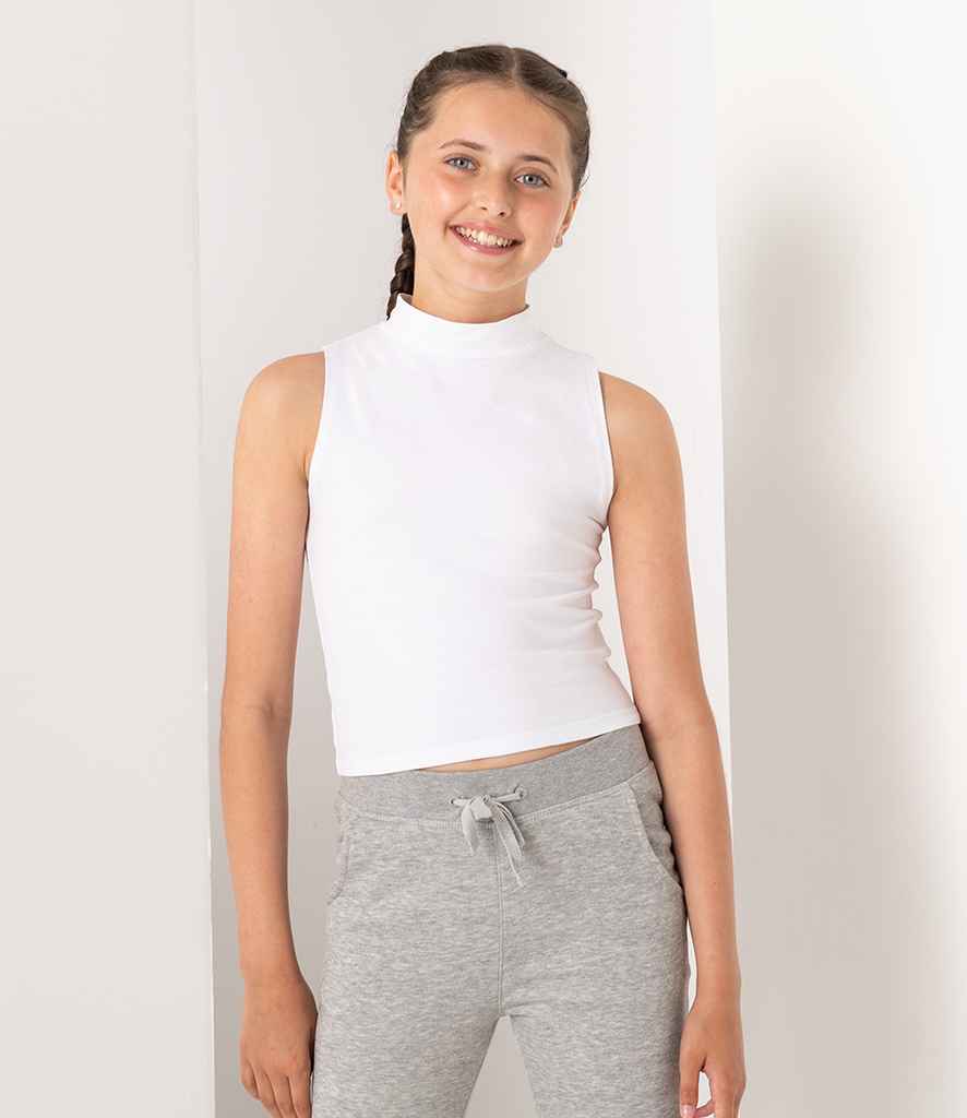 SF Minni Kids High Neck Crop Vest in White by SF Minni — Custom branded clothing by Print Press, featuring premium embroidery produced in our specialist print lab in the UK.