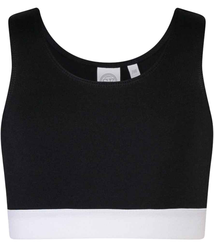 SF Minni Kids Fashion Crop Top in Black White by SF Minni — Custom branded clothing by Print Press, featuring premium embroidery produced in our specialist print lab in the UK.