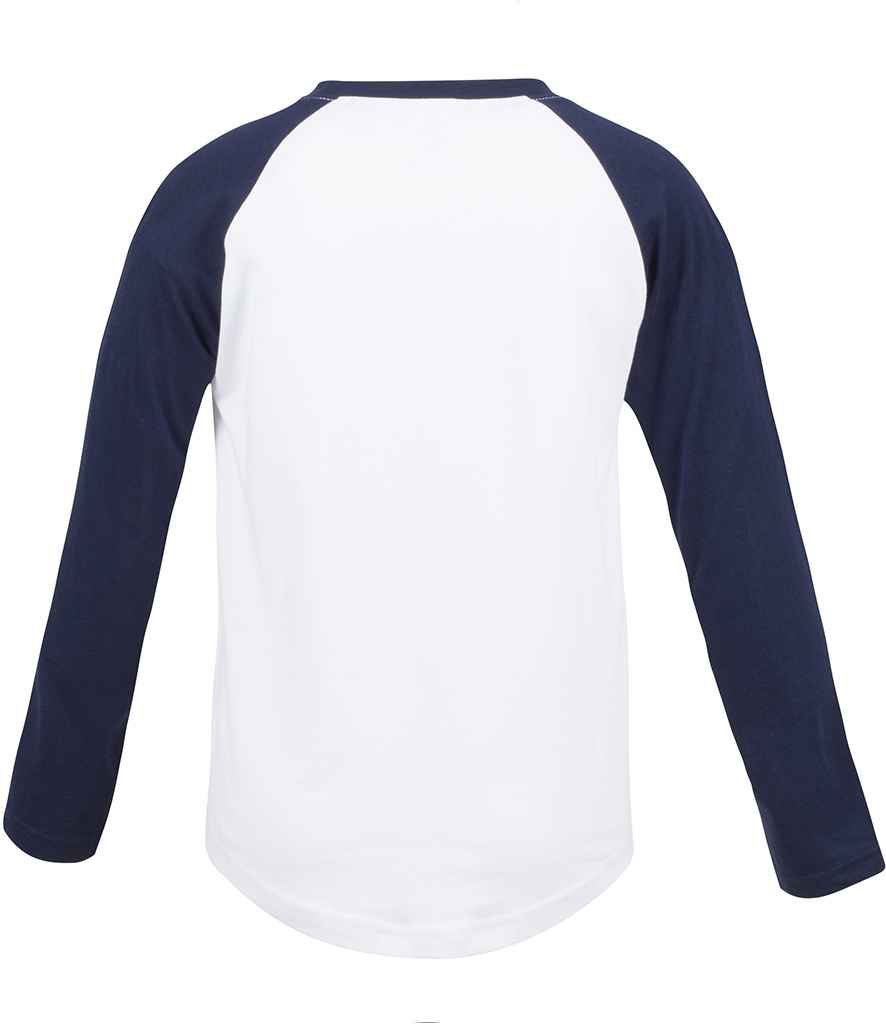 SF Minni Kids Long Sleeve Baseball T-Shirt in by SF Minni — Custom branded clothing by Print Press, featuring premium embroidery produced in our specialist print lab in the UK.