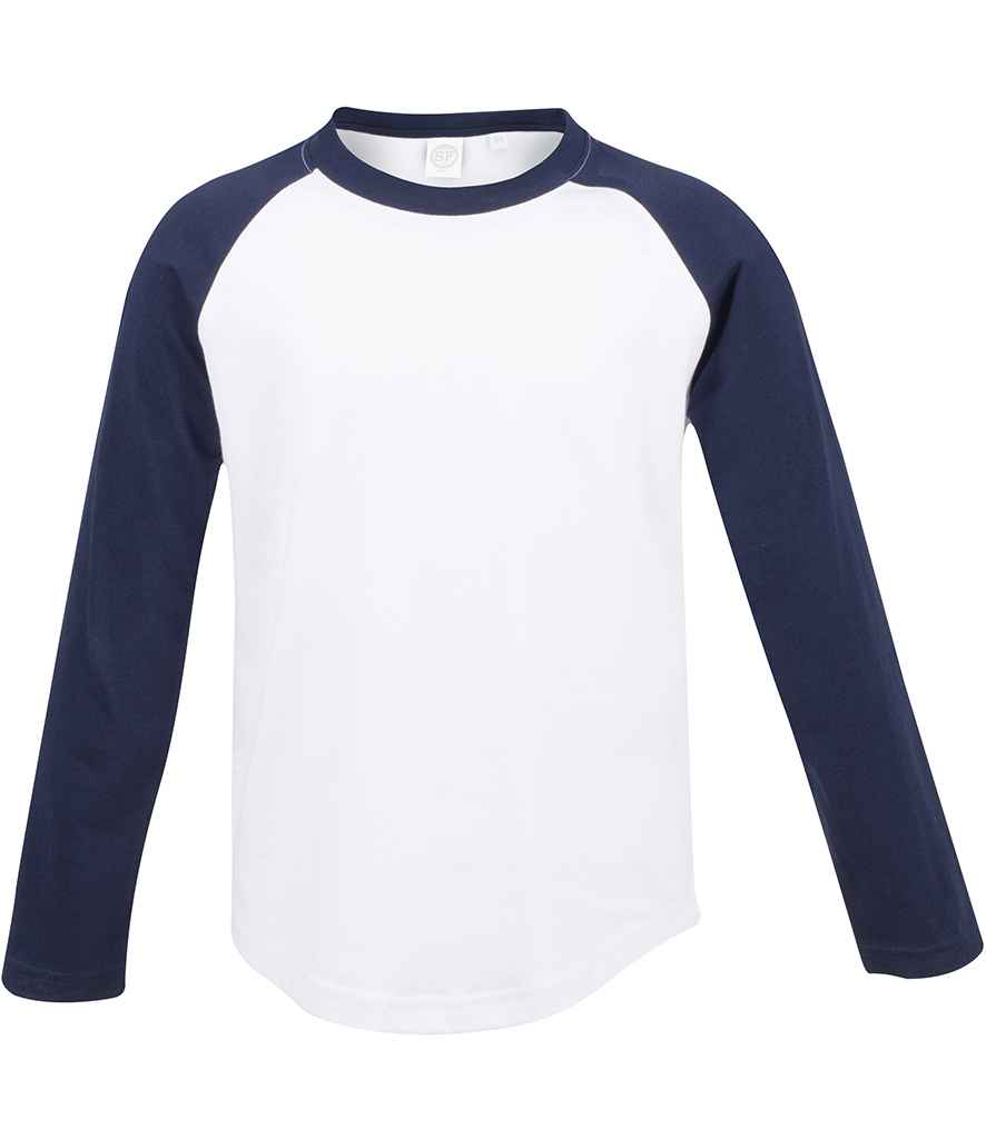 SF Minni Kids Long Sleeve Baseball T-Shirt in Heather Grey by SF Minni — Custom branded clothing by Print Press, featuring premium embroidery produced in our specialist print lab in the UK.
