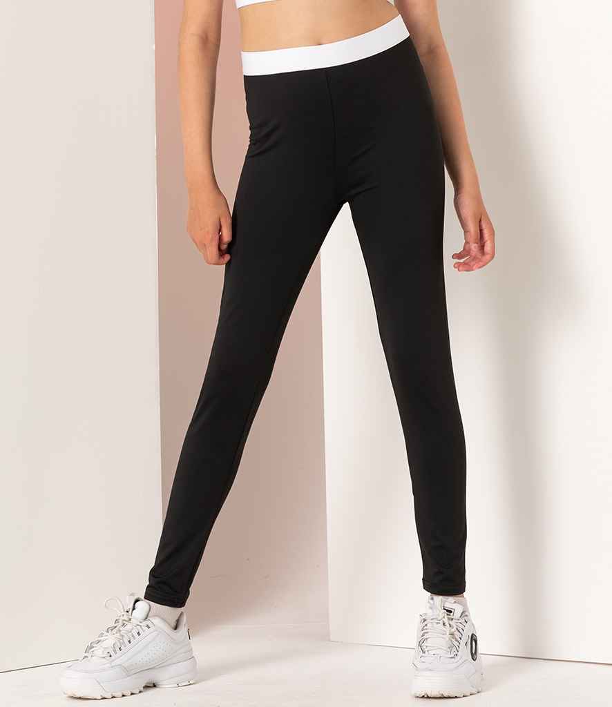 SF Minni Kids Fashion Leggings in Black White by SF Minni — Custom branded clothing by Print Press, featuring premium embroidery produced in our specialist print lab in the UK.