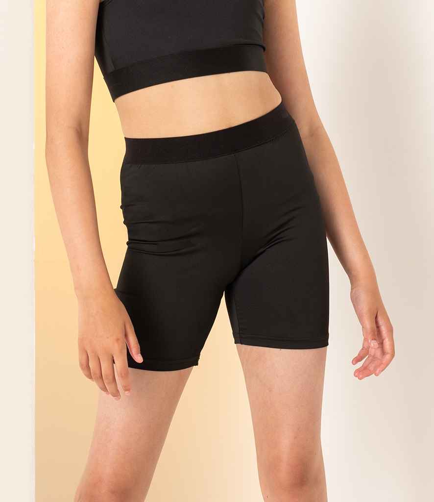 SF Minni Kids Fashion Cycling Shorts in Black Black by SF Minni — Custom branded clothing by Print Press, featuring premium embroidery produced in our specialist print lab in the UK.