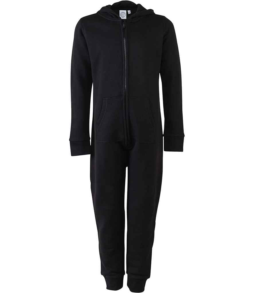 SF Minni Kids All In One in Black by SF Minni — Custom branded clothing by Print Press, featuring premium embroidery produced in our specialist print lab in the UK.