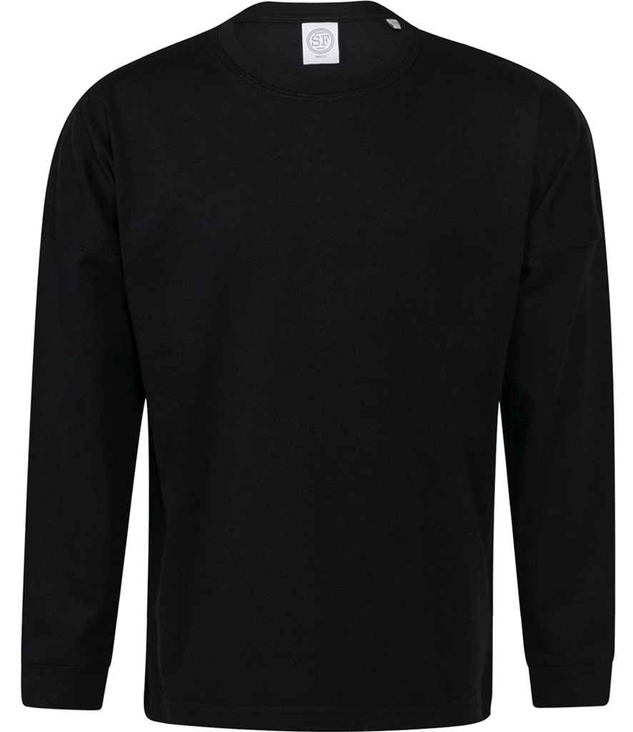 SF Minni Kids Drop Shoulder Slogan Top in Black by SF Minni — Custom branded clothing by Print Press, featuring premium embroidery produced in our specialist print lab in the UK.
