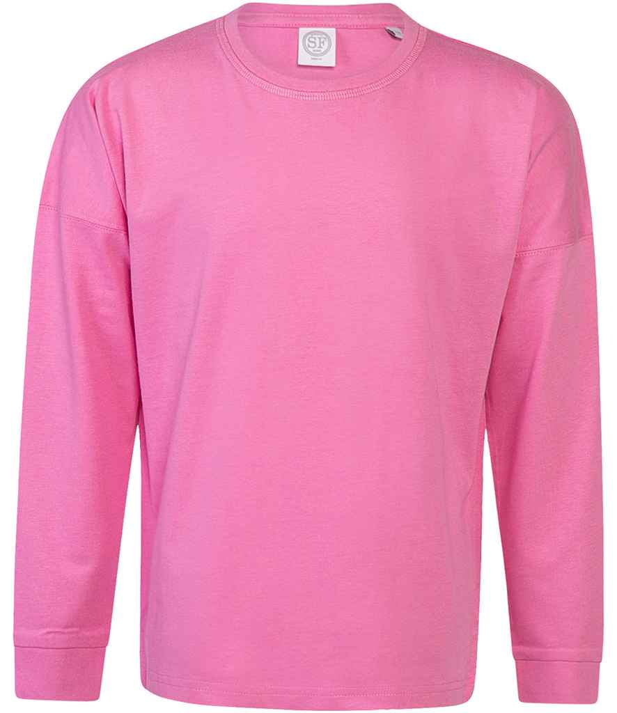 SF Minni Kids Drop Shoulder Slogan Top in Bright Pink by SF Minni — Custom branded clothing by Print Press, featuring premium embroidery produced in our specialist print lab in the UK.
