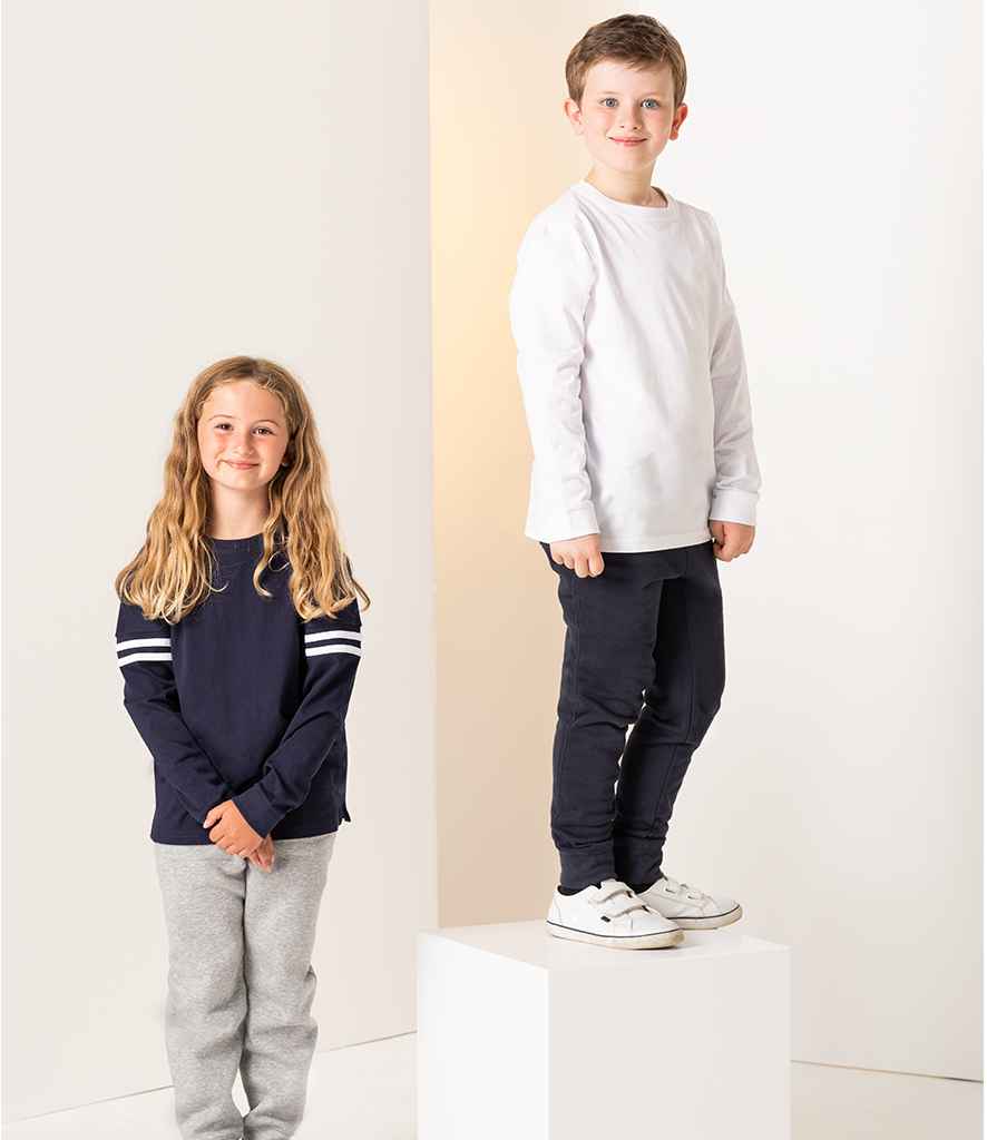 SF Minni Kids Drop Shoulder Slogan Top in Oxford Navy White by SF Minni — Custom branded clothing by Print Press, featuring premium embroidery produced in our specialist print lab in the UK.