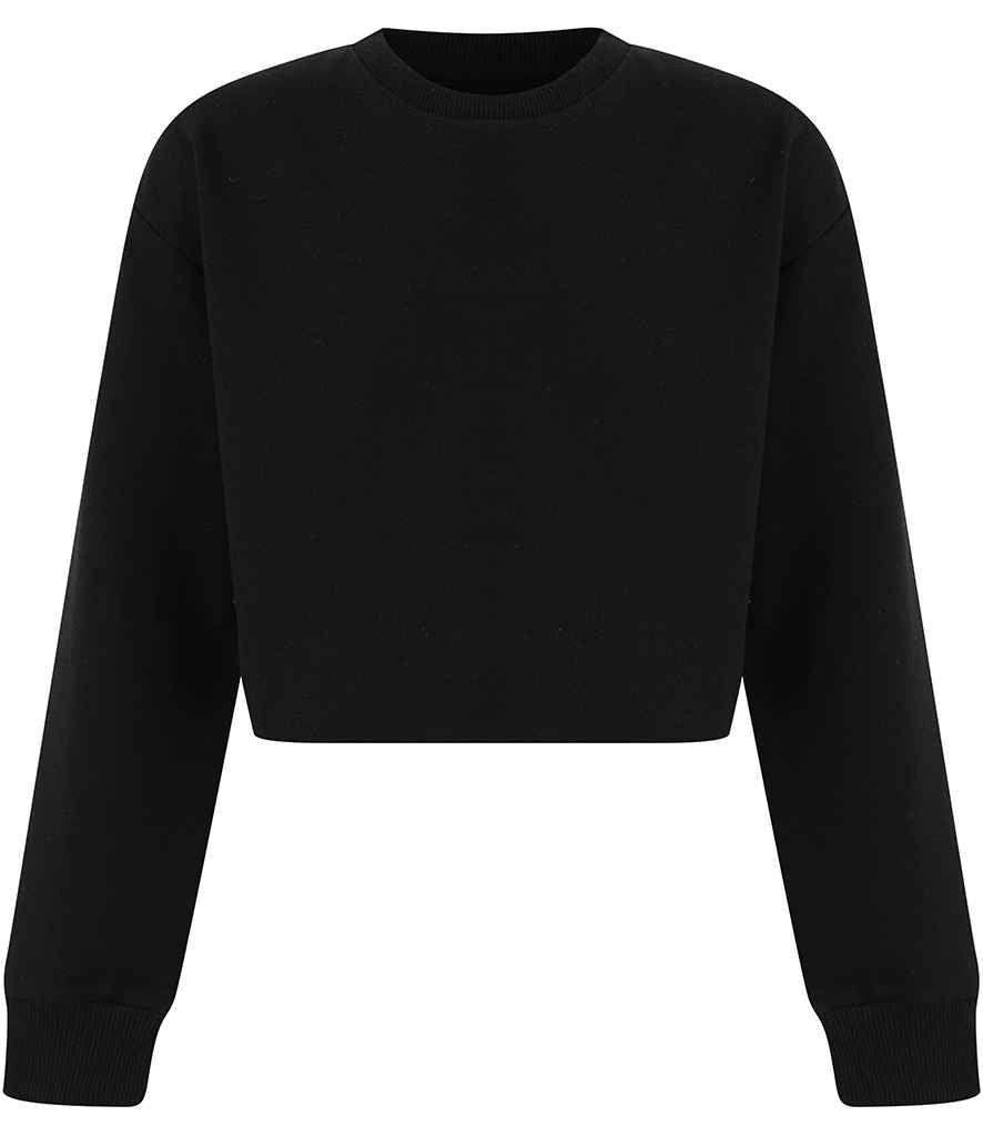 SF Minni Kids Cropped Slounge Sweatshirt in Black by SF Minni — Custom branded clothing by Print Press, featuring premium embroidery produced in our specialist print lab in the UK.