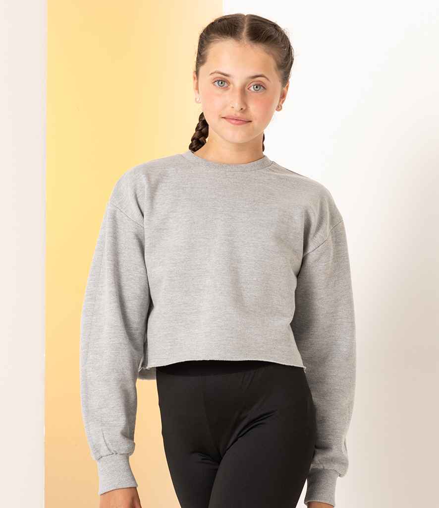 SF Minni Kids Cropped Slounge Sweatshirt in Heather Grey by SF Minni — Custom branded clothing by Print Press, featuring premium embroidery produced in our specialist print lab in the UK.