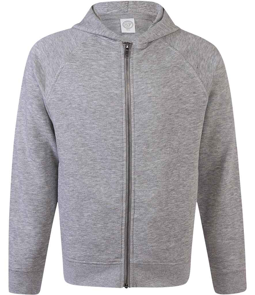 SF Minni Kids Zip Hooded Sweatshirt in Heather Grey by SF Minni — Custom branded clothing by Print Press, featuring premium embroidery produced in our specialist print lab in the UK.