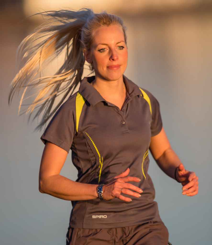 Spiro Ladies Team Spirit Polo Shirt in Grey Lime Green by Spiro — Custom branded clothing by Print Press, featuring premium embroidery produced in our specialist print lab in the UK.