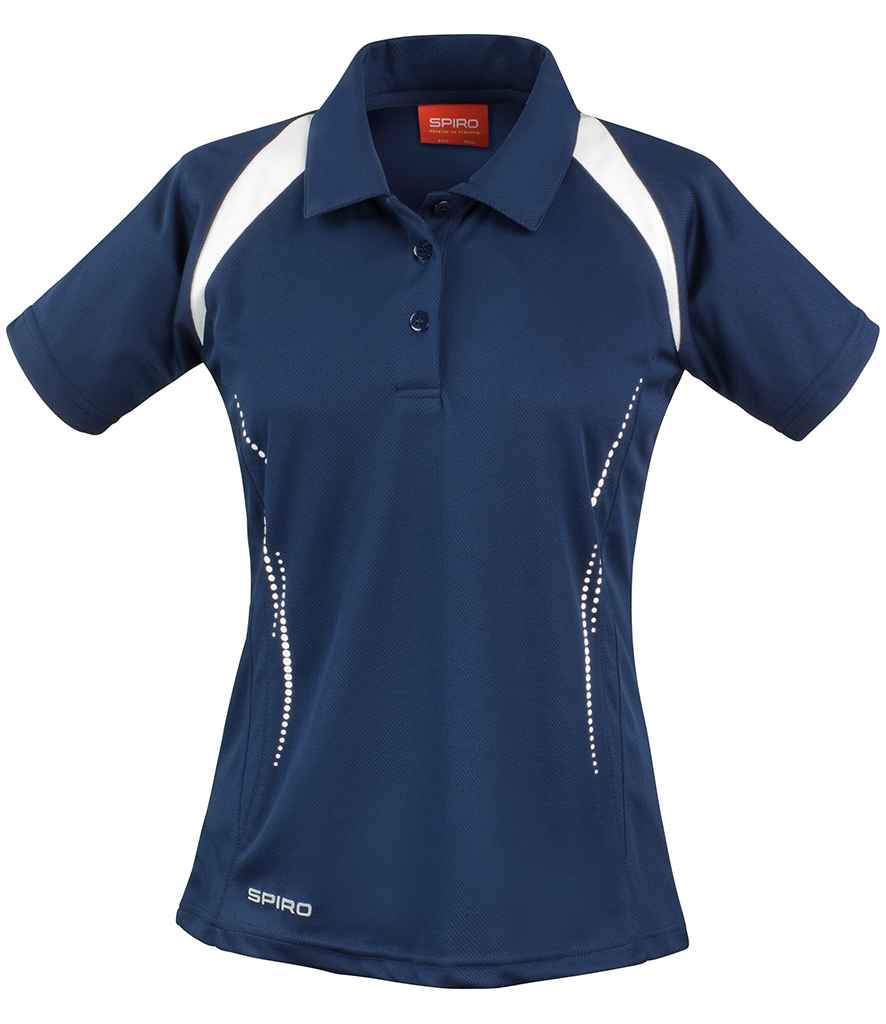 Spiro Ladies Team Spirit Polo Shirt in Navy White by Spiro — Custom branded clothing by Print Press, featuring premium embroidery produced in our specialist print lab in the UK.