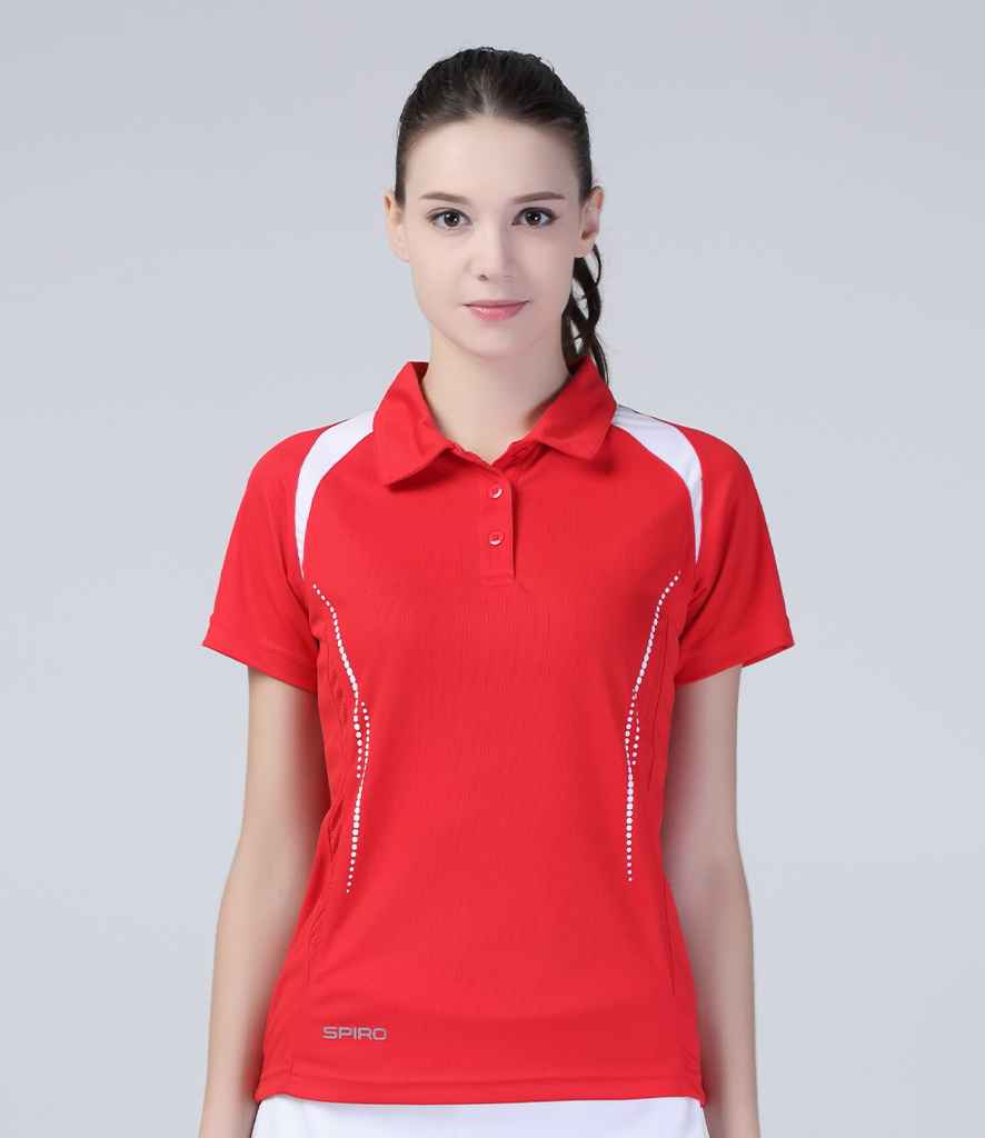 Spiro Ladies Team Spirit Polo Shirt in Red White by Spiro — Custom branded clothing by Print Press, featuring premium embroidery produced in our specialist print lab in the UK.