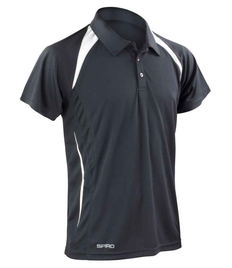 Spiro Team Spirit Polo Shirt in Black White by Spiro — Custom branded clothing by Print Press, featuring premium embroidery produced in our specialist print lab in the UK.