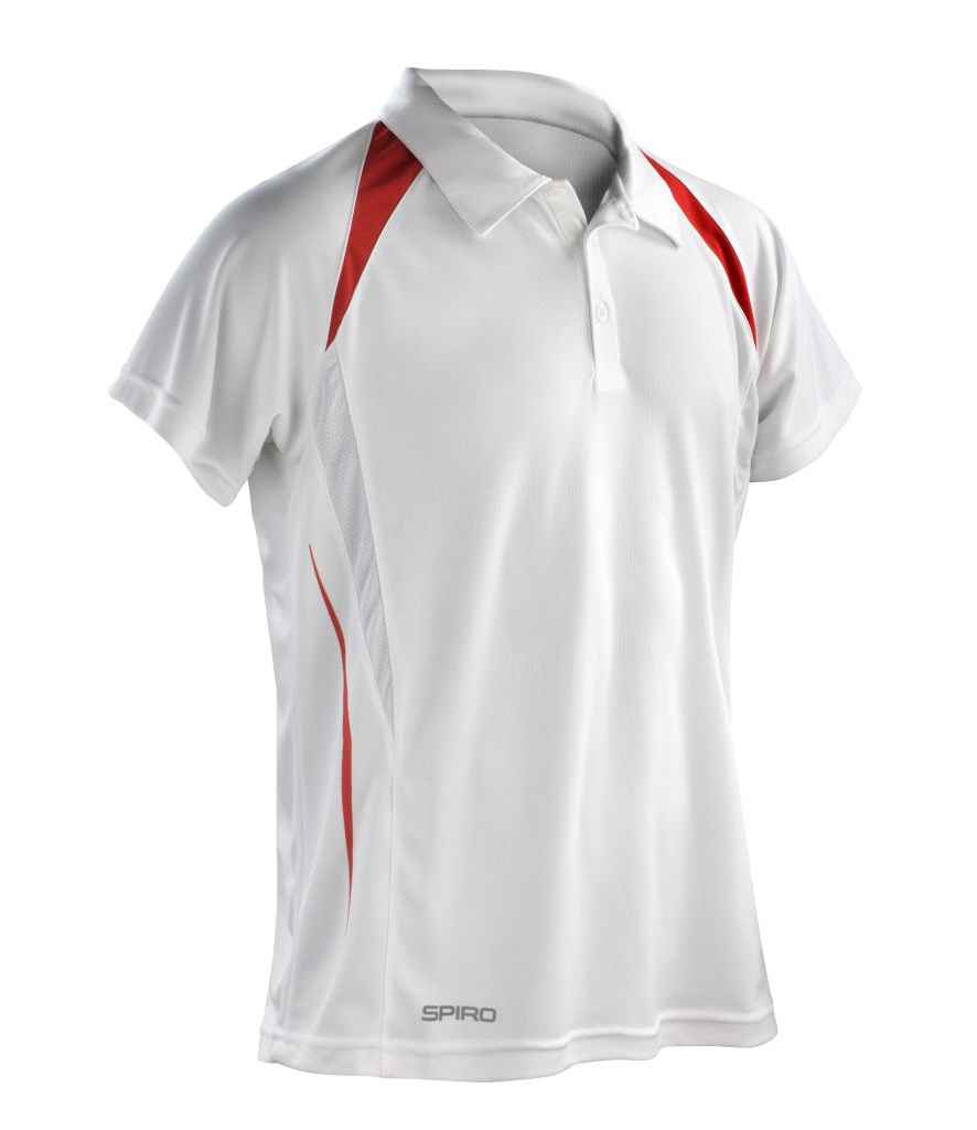Spiro Team Spirit Polo Shirt in White Red by Spiro — Custom branded clothing by Print Press, featuring premium embroidery produced in our specialist print lab in the UK.