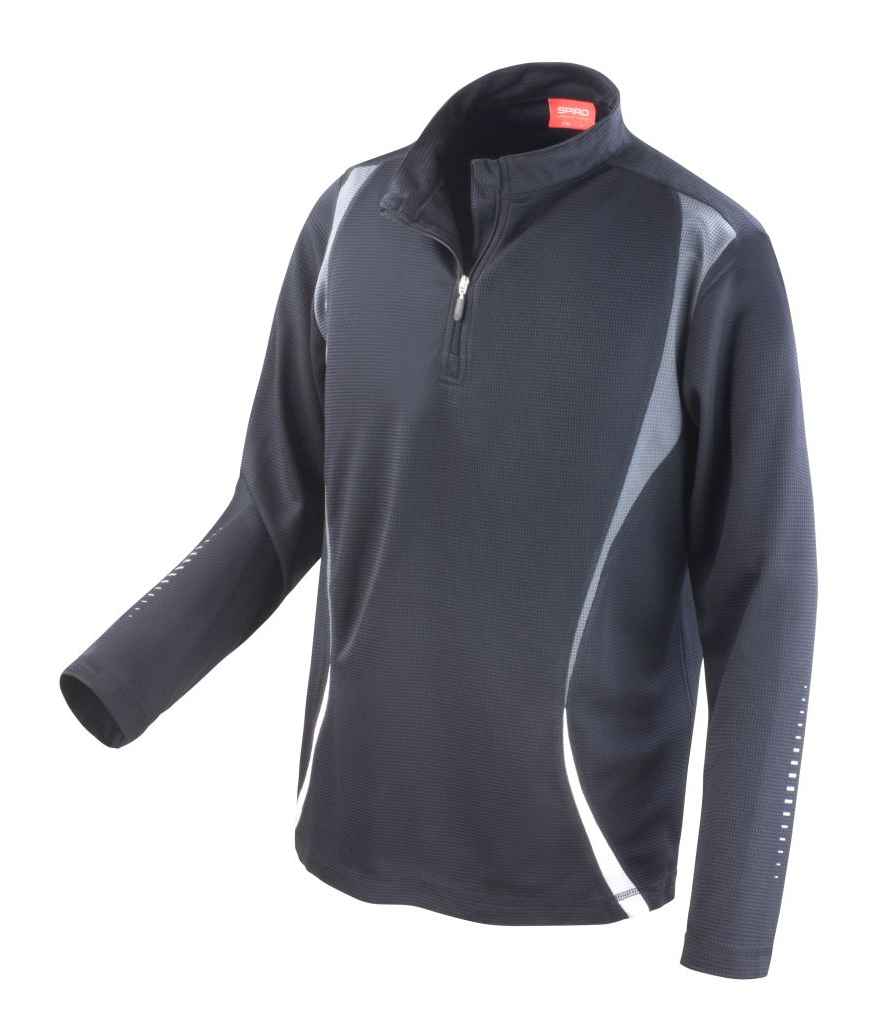 Spiro Unisex Zip Neck Trial Training Top in Black Grey White by Spiro — Custom branded clothing by Print Press, featuring premium embroidery produced in our specialist print lab in the UK.