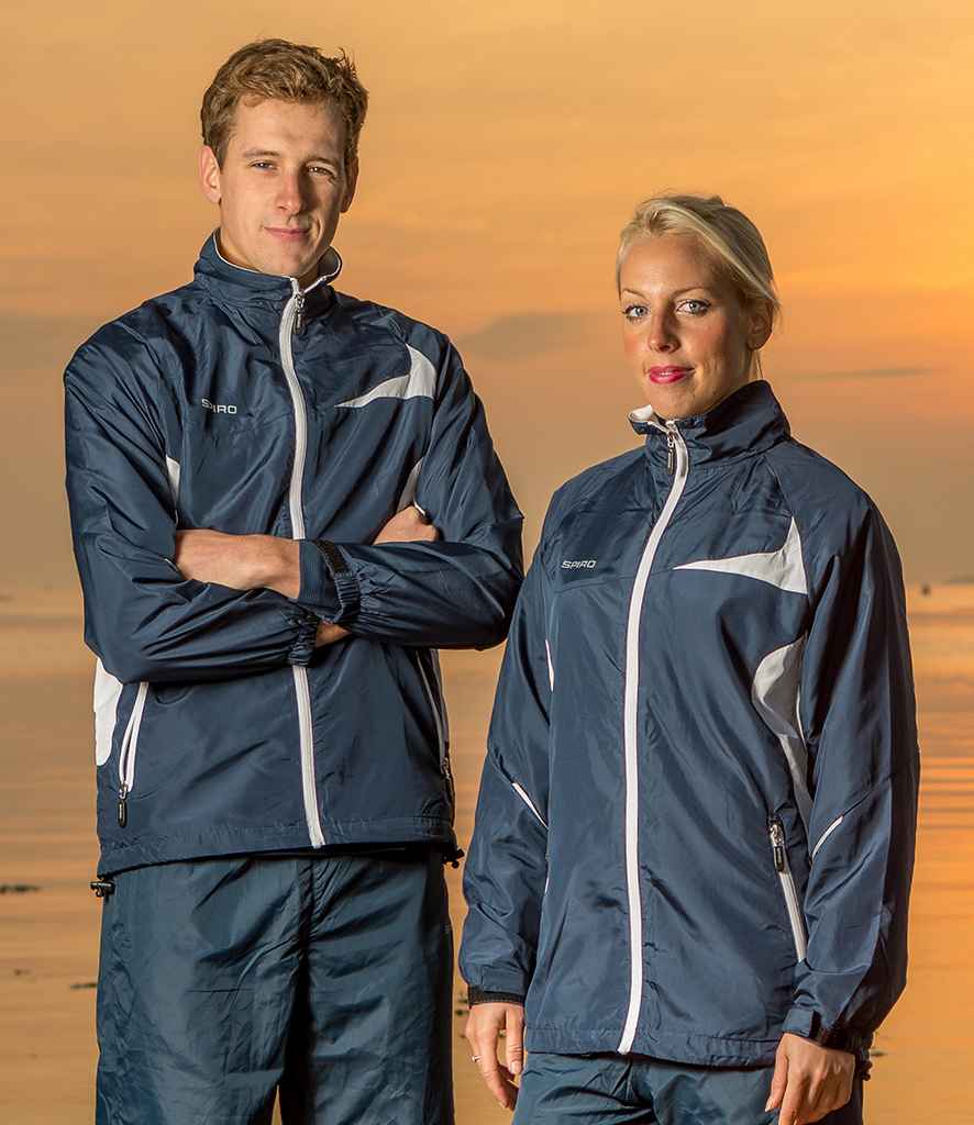Spiro Micro-Lite Team Jacket in Navy White by Spiro — Custom branded clothing by Print Press, featuring premium embroidery produced in our specialist print lab in the UK.