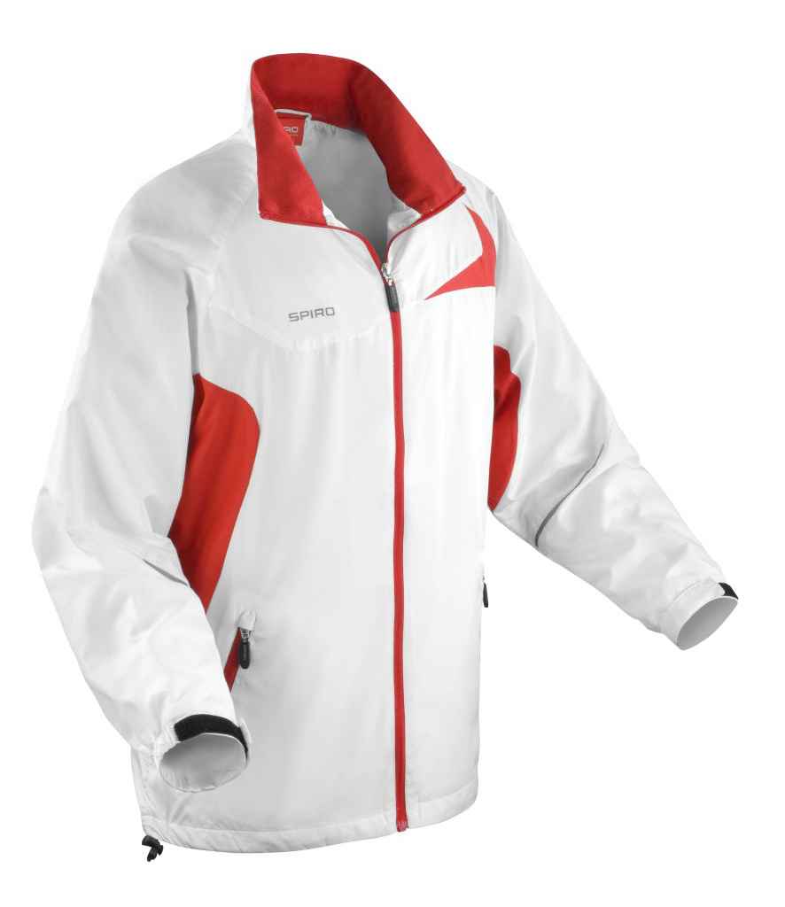 Spiro Micro-Lite Team Jacket in White Red by Spiro — Custom branded clothing by Print Press, featuring premium embroidery produced in our specialist print lab in the UK.