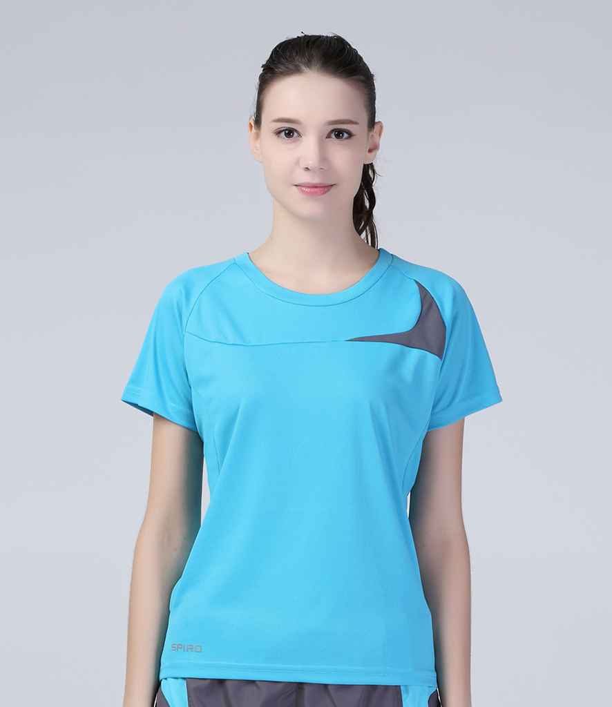 Spiro Ladies Dash Training Shirt in Aqua Grey by Spiro — Custom branded clothing by Print Press, featuring premium embroidery produced in our specialist print lab in the UK.