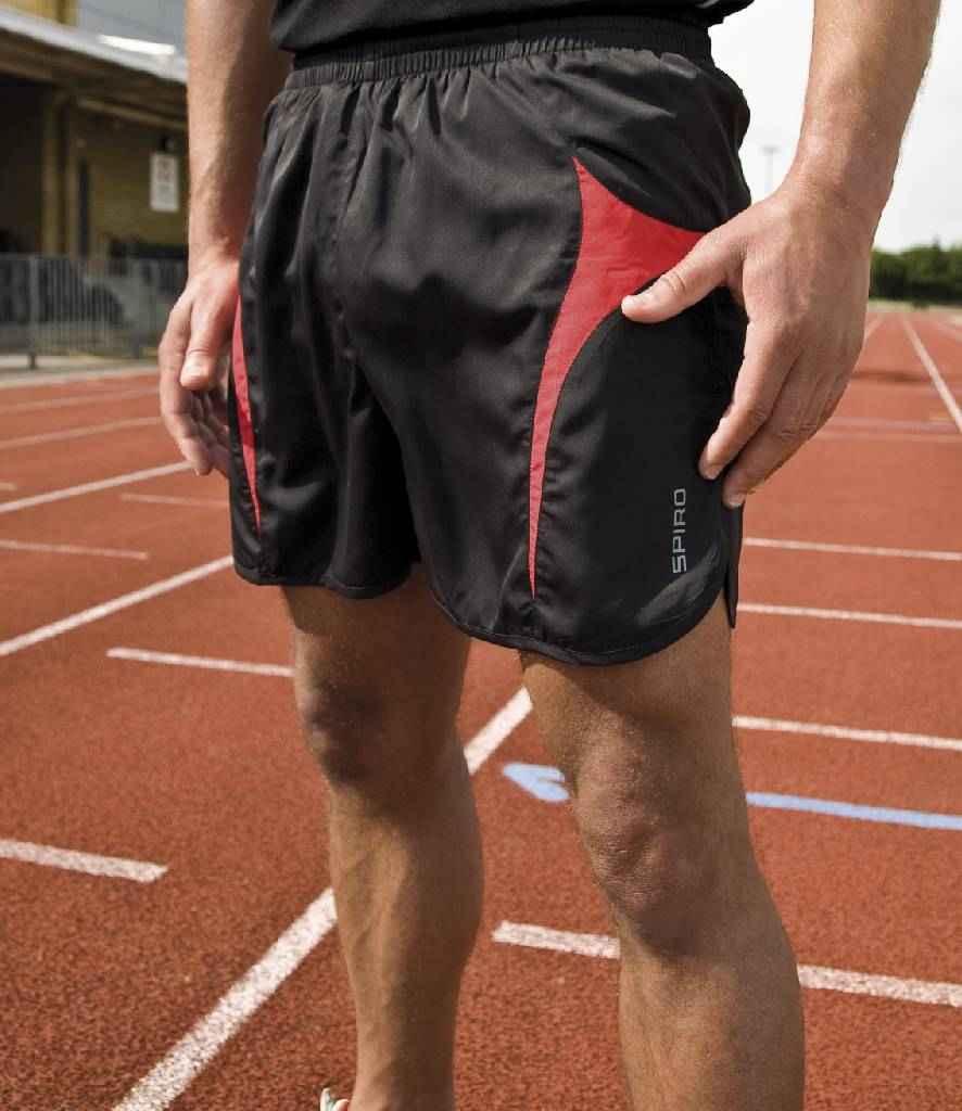 Spiro Micro-Lite Running Shorts in Black Red by Spiro — Custom branded clothing by Print Press, featuring premium embroidery produced in our specialist print lab in the UK.
