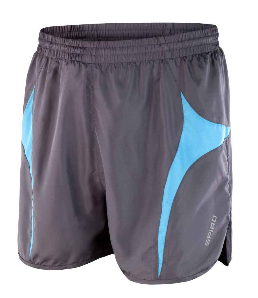 Spiro Micro-Lite Running Shorts in Grey Aqua by Spiro — Custom branded clothing by Print Press, featuring premium embroidery produced in our specialist print lab in the UK.