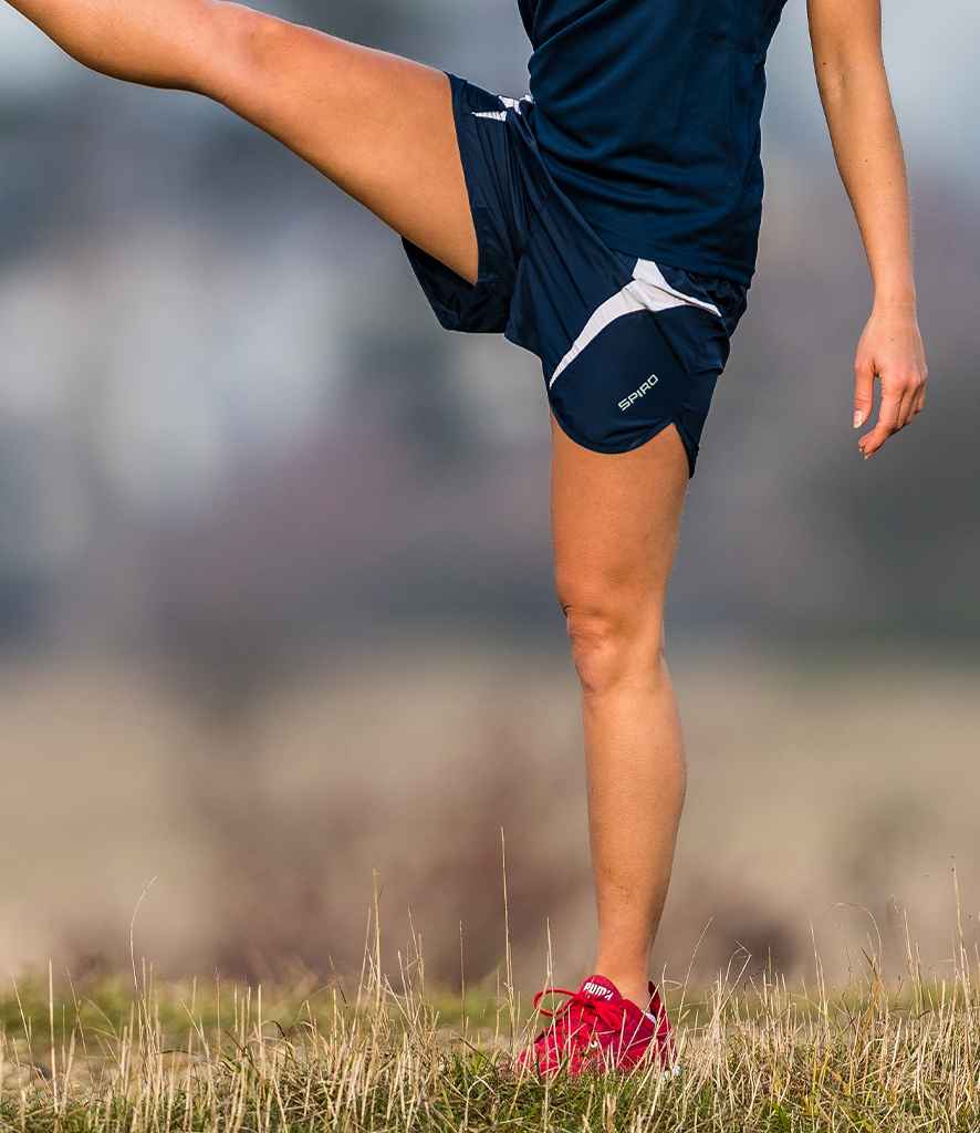Spiro Micro-Lite Running Shorts in Navy White by Spiro — Custom branded clothing by Print Press, featuring premium embroidery produced in our specialist print lab in the UK.