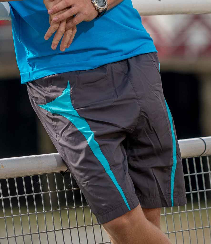 Spiro Micro-Lite Mesh Lined Team Shorts in Grey Aqua by Spiro — Custom branded clothing by Print Press, featuring premium embroidery produced in our specialist print lab in the UK.