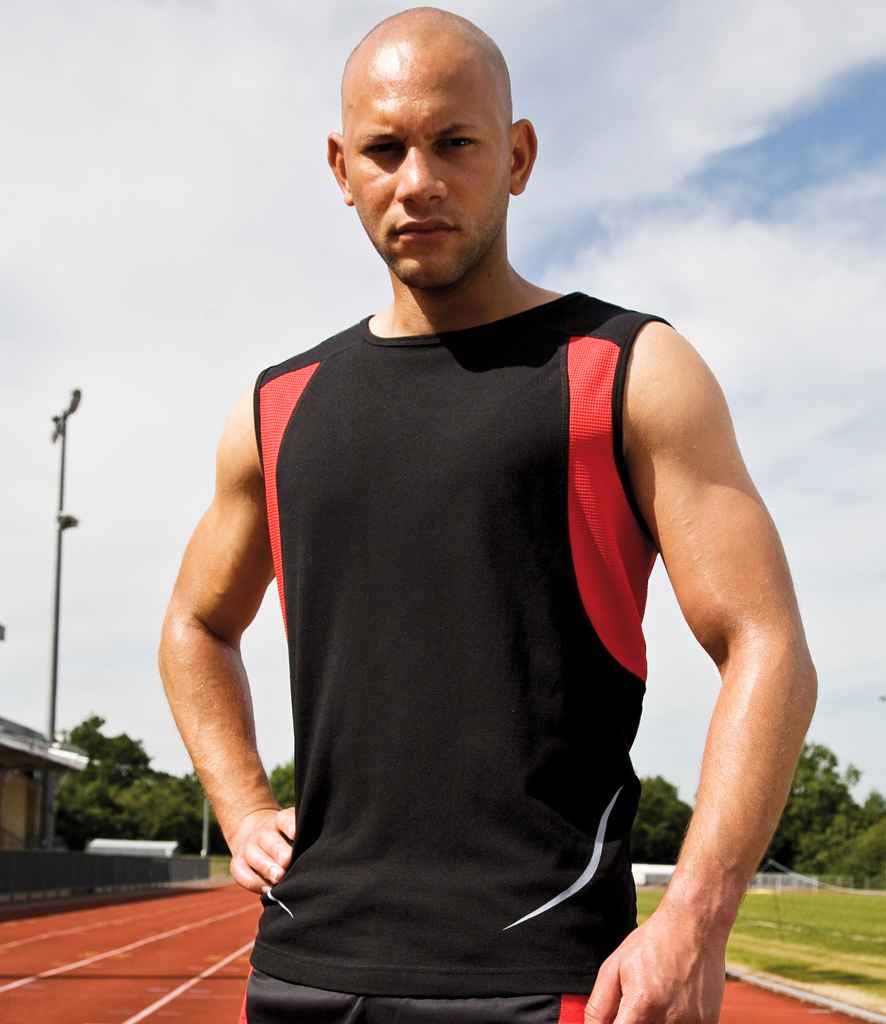 Spiro Athletic Vest in Black Red by Spiro — Custom branded clothing by Print Press, featuring premium embroidery produced in our specialist print lab in the UK.