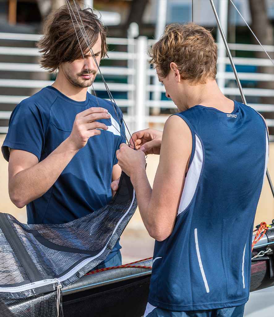 Spiro Athletic Vest in Navy White by Spiro — Custom branded clothing by Print Press, featuring premium embroidery produced in our specialist print lab in the UK.