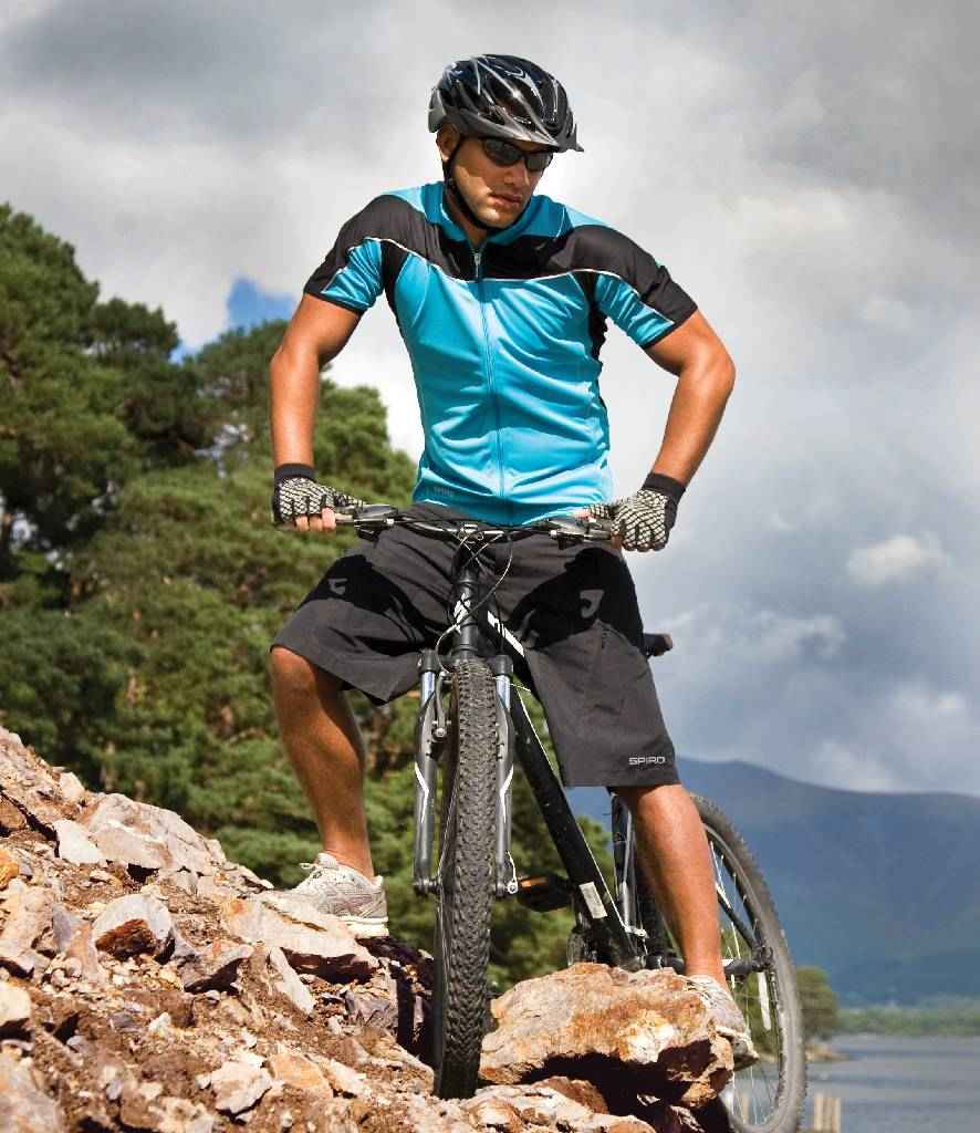 Spiro Bikewear Top in Aqua Black by Spiro — Custom branded clothing by Print Press, featuring premium embroidery produced in our specialist print lab in the UK.