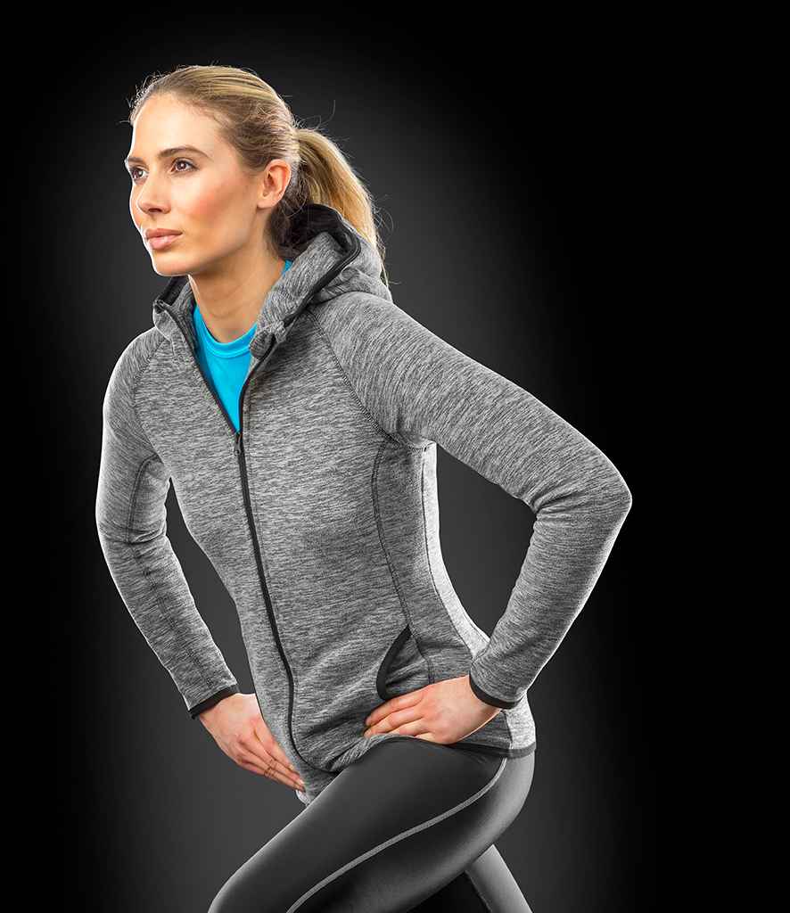 Spiro Ladies Micro Fleece Hoodie in Grey Black by Spiro — Custom branded clothing by Print Press, featuring premium embroidery produced in our specialist print lab in the UK.