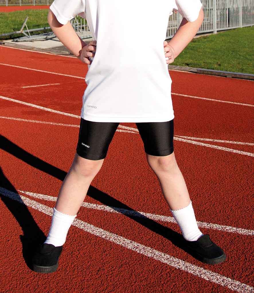 Spiro Kids Bodyfit Base Layer Shorts in by Spiro — Custom branded clothing by Print Press, featuring premium embroidery produced in our specialist print lab in the UK.