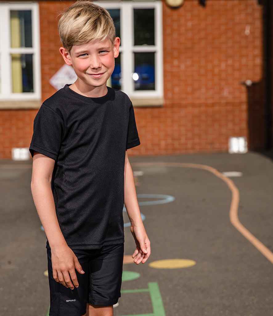 Spiro Kids Performance T-Shirt in Black by Spiro — Custom branded clothing by Print Press, featuring premium embroidery produced in our specialist print lab in the UK.