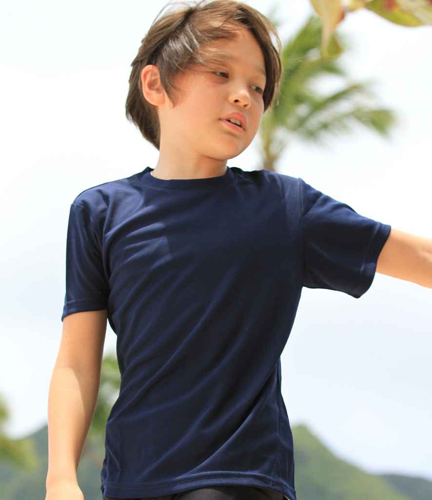 Spiro Kids Performance T-Shirt in Navy by Spiro — Custom branded clothing by Print Press, featuring premium embroidery produced in our specialist print lab in the UK.
