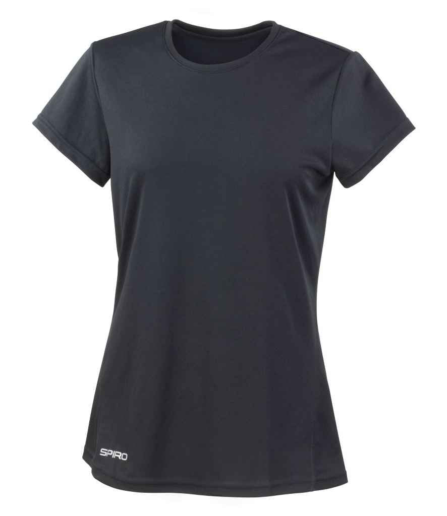 Spiro Ladies Quick Dry Performance T-Shirt in Black by Spiro — Custom branded clothing by Print Press, featuring premium embroidery produced in our specialist print lab in the UK.