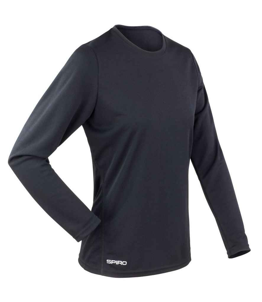 Spiro Ladies Performance Long Sleeve T-Shirt in Black by Spiro — Custom branded clothing by Print Press, featuring premium embroidery produced in our specialist print lab in the UK.