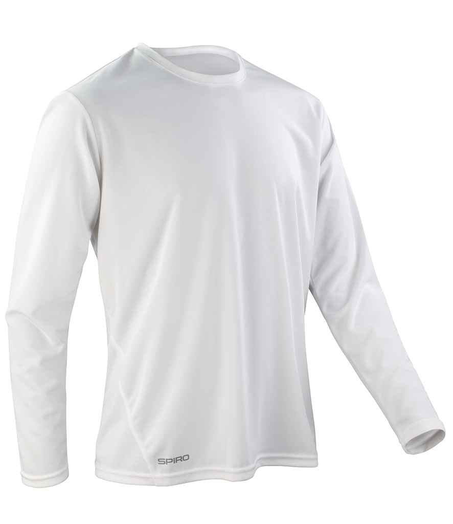 Spiro Performance Long Sleeve T-Shirt in White by Spiro — Custom branded clothing by Print Press, featuring premium embroidery produced in our specialist print lab in the UK.
