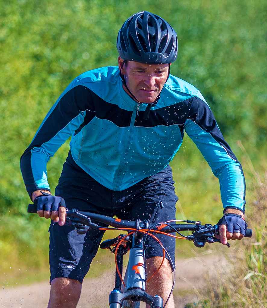 Spiro Bikewear Long Sleeve Performance Top in Aqua Black by Spiro — Custom branded clothing by Print Press, featuring premium embroidery produced in our specialist print lab in the UK.