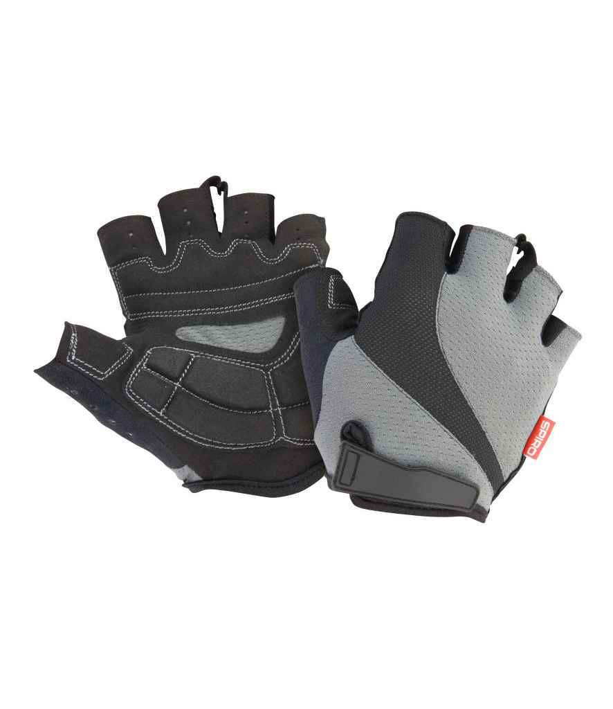 Spiro Fingerless Summer Short Gloves in Grey Black by Spiro — Custom branded clothing by Print Press, featuring premium embroidery produced in our specialist print lab in the UK.