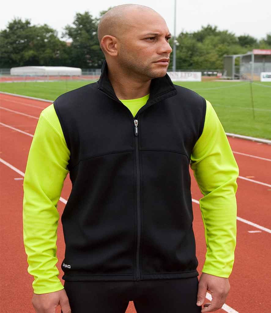 Spiro Airflow Soft Shell Gilet in S Black Black by Spiro — Custom branded clothing by Print Press, featuring premium embroidery produced in our specialist print lab in the UK.
