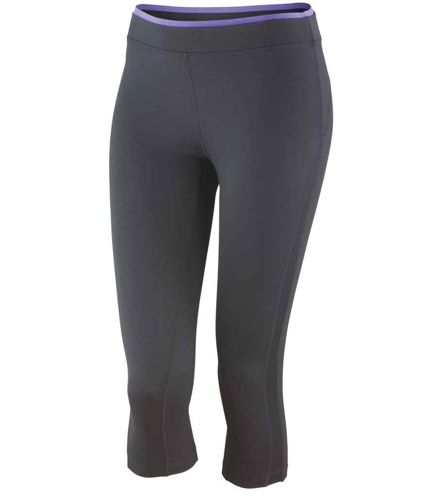 Spiro Ladies Fitness Capri Pants in Black Lavender by Spiro — Custom branded clothing by Print Press, featuring premium embroidery produced in our specialist print lab in the UK.