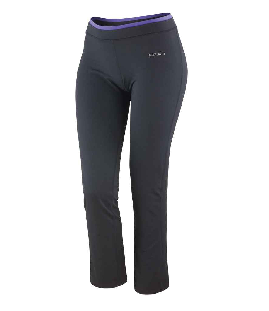 Spiro Ladies Fitness Trousers in Black Lavender by Spiro — Custom branded clothing by Print Press, featuring premium embroidery produced in our specialist print lab in the UK.