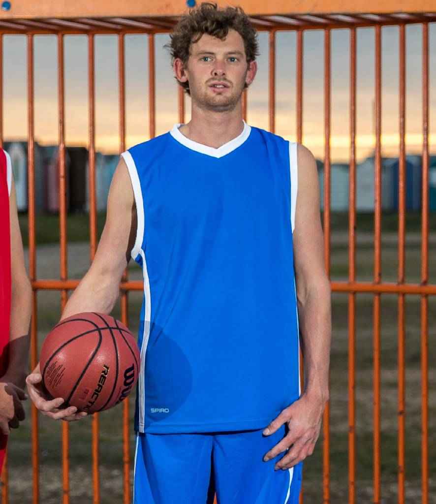 Spiro Basketball Top in Royal Blue White by Spiro — Custom branded clothing by Print Press, featuring premium embroidery produced in our specialist print lab in the UK.