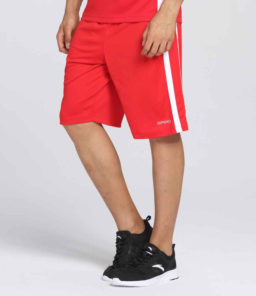 Spiro Basketball Shorts in Red White by Spiro — Custom branded clothing by Print Press, featuring premium embroidery produced in our specialist print lab in the UK.